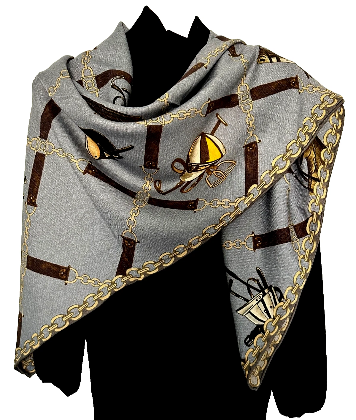 51"x51"Belt Harness Print 70%Wool 30%Silk Double-sided Thin Scarf 130x130cm5-45