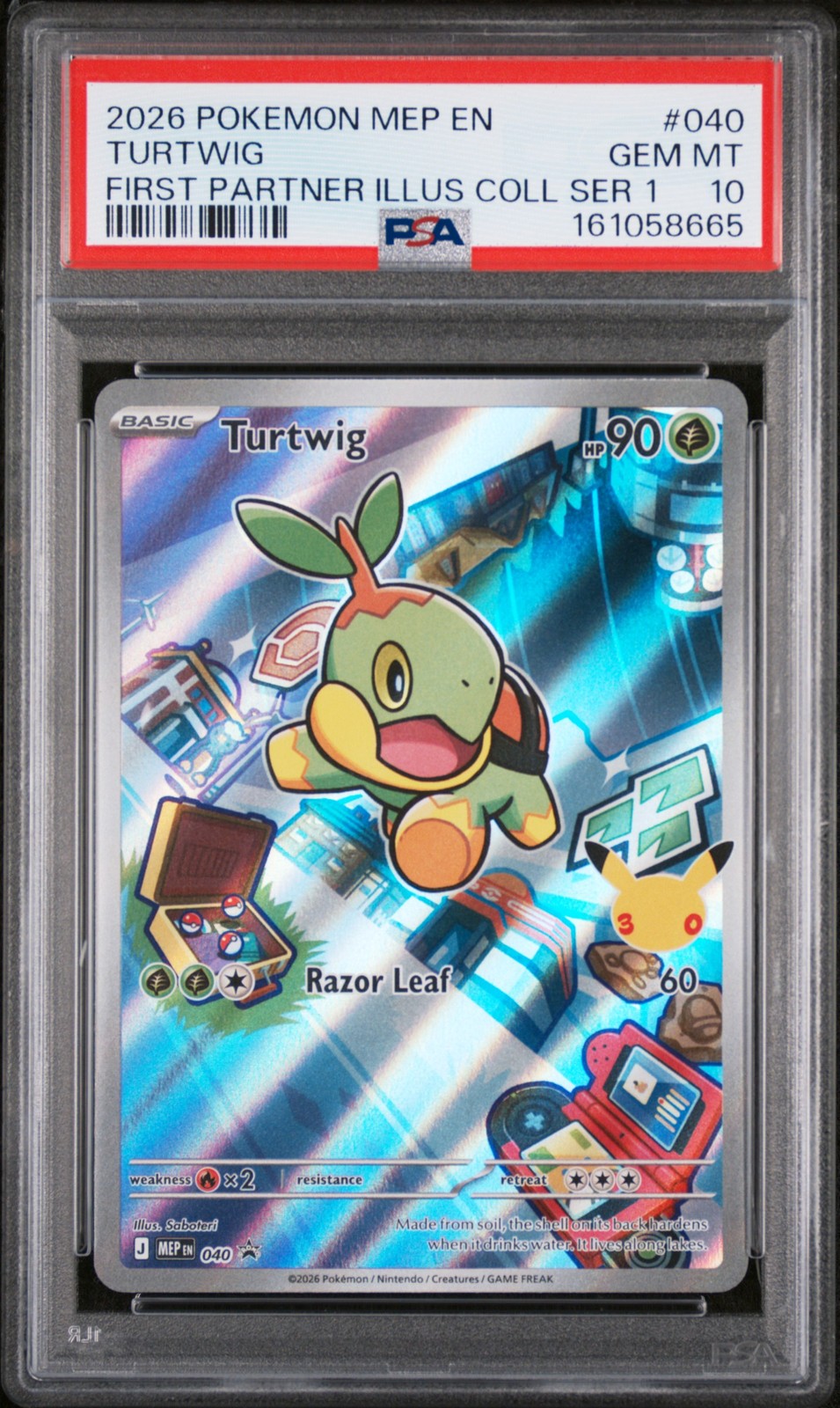 2026 POKEMON MEP FIRST PARTNER ILLUSTRATION COLLECTION #040 TURTWIG PSA 10