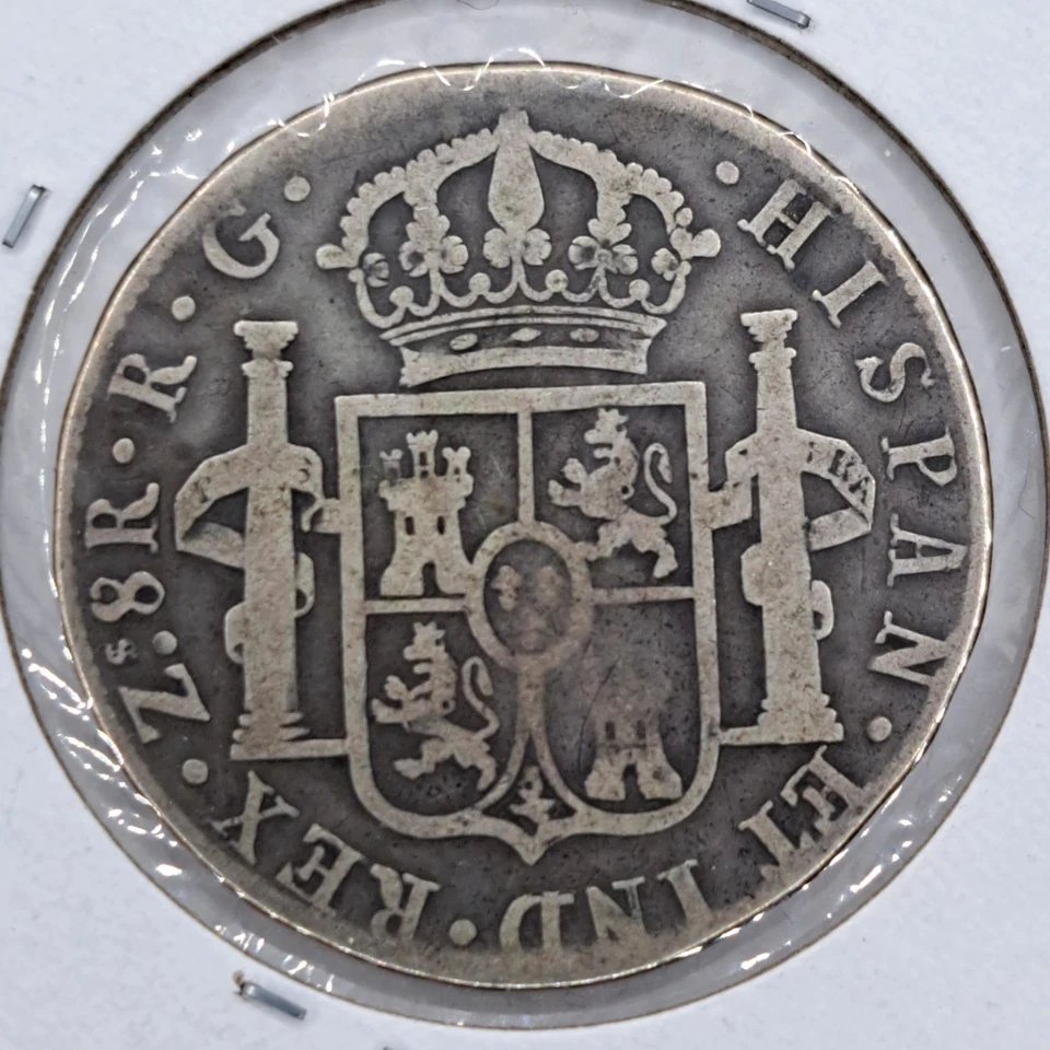 1821 ZS RG  Mexico 8 Reales Ferdinand VII Large Silver Coin Free Shipping  - Image 4 of 4