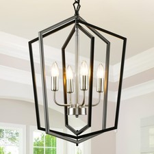 WJShome 18.1" Farmhouse Chandeliers for Dining Room, 4-Light Modern Foyer Lig...