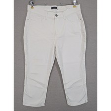Lee Easy Fit White Jeans Size 16 Medium Cropped Lightweight -0625D153