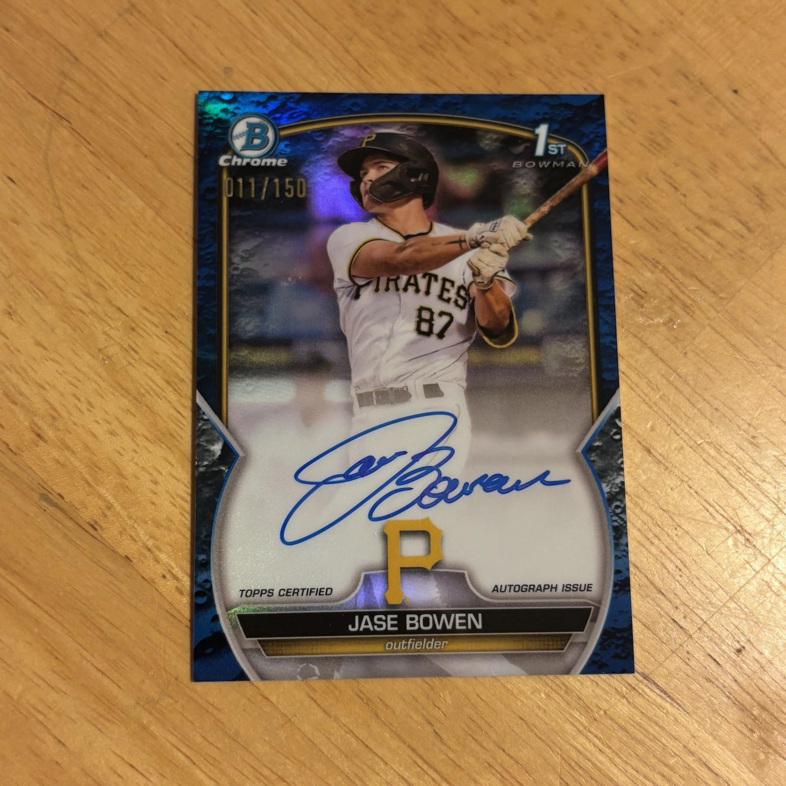 2023 Bowman Jase Bowen 1st Bowman Chrome Blue Lunar Crater auto /150 Pirates