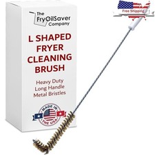 Angled Fryer Cleaning Brush Hot Oil Safe Brass Bristles Extended Handle New
