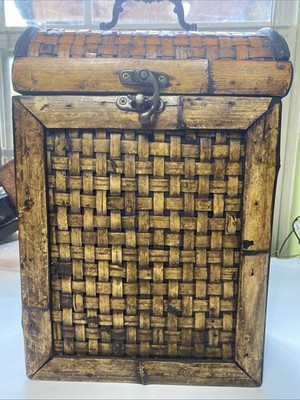 Vintage Three Hands Corp Wood Bamboo Wine Carry Case Double Bottle Holder Gift