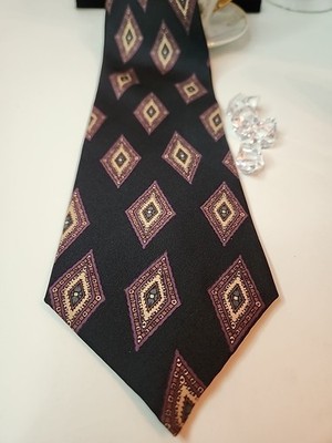 Stafford Men's 100 Silk Black Purple Gold Diamond Geometric Designs
