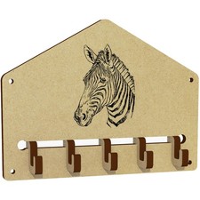 Image of 'Zebra Portrait' Wall Mounted Key Hooks / Holder (WH00094525)