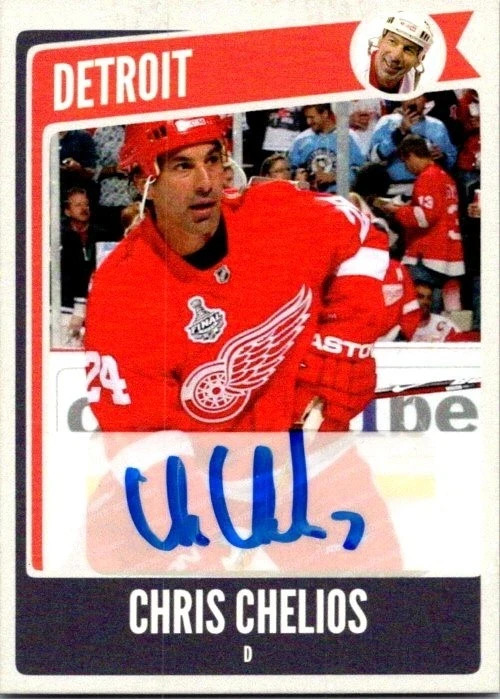 Chris Chelios Signed Custom Hockey Trading Card Detroit Red Wings Auto