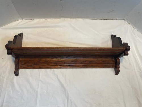 Vintage French Style Ornate Wood Wall Shelf Gothic Scroll Plate Rail 21"