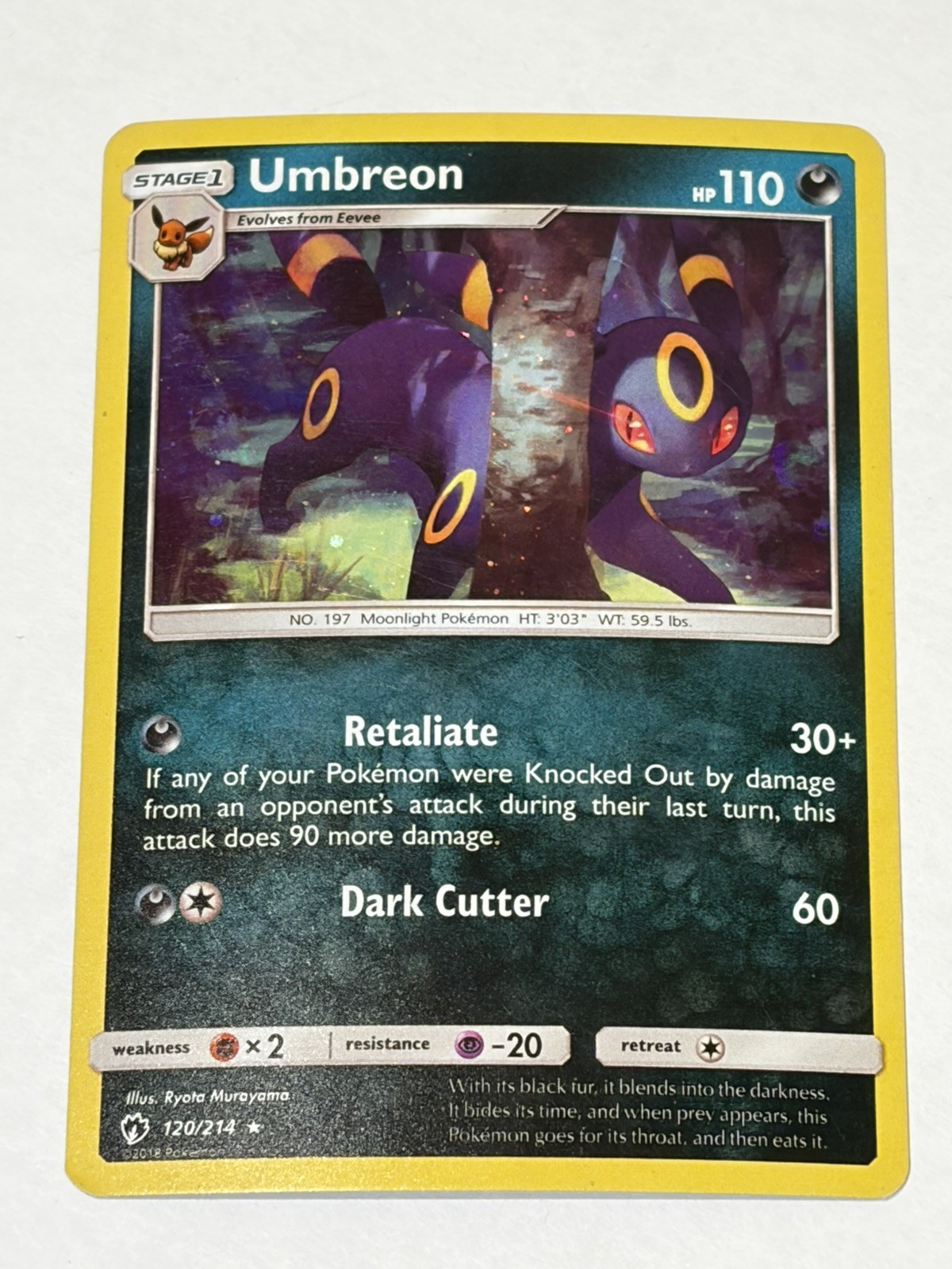 Pokémon TCG Umbreon 120/214 Pokemon Lost Thunder Rare Holo