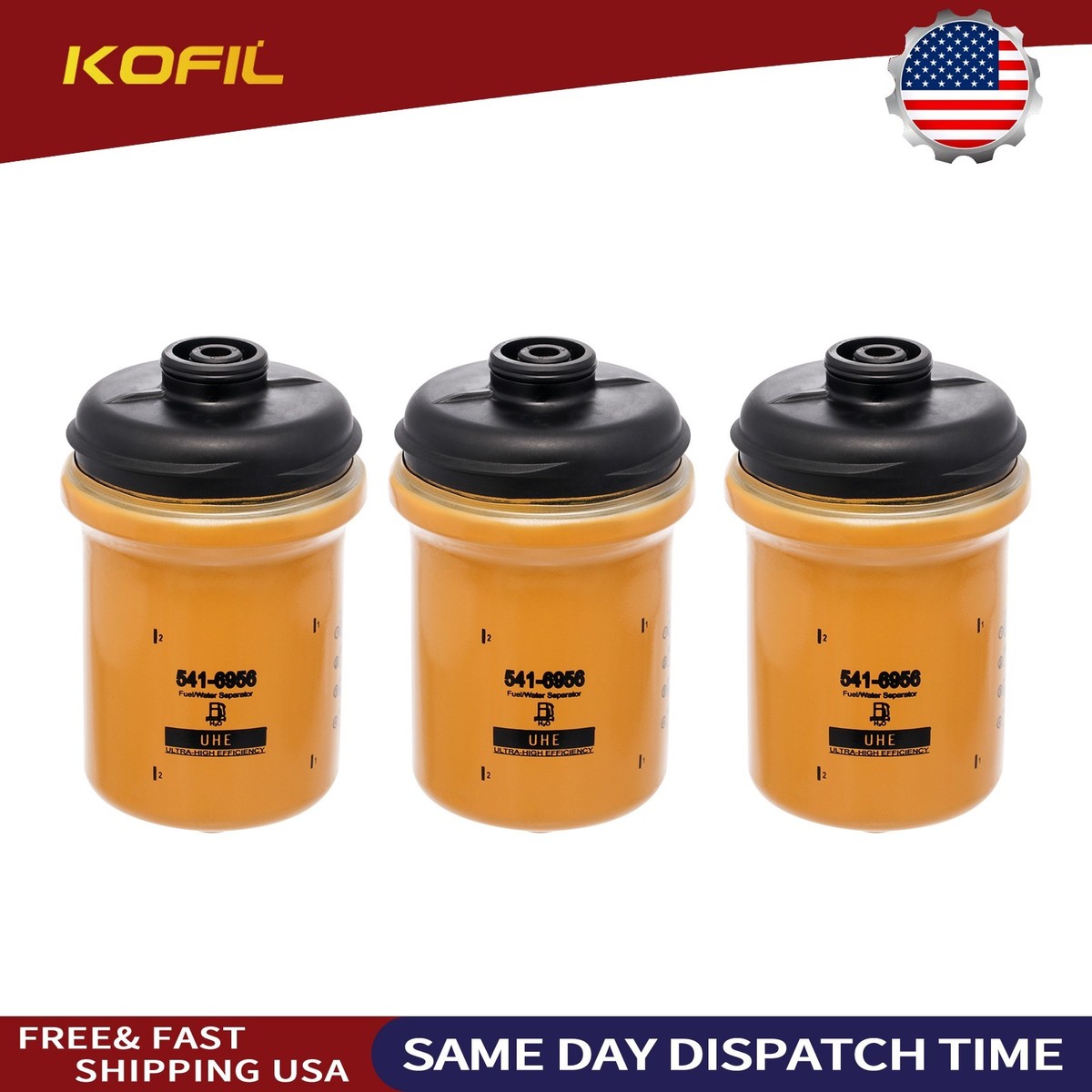 3X Fuel Filter 541-6956 for Caterpillar C3.3B Engine 232D3 226D