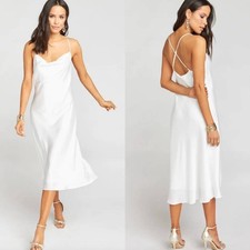 show me your mumu verona cowl midi dress ivory luxe satin women small