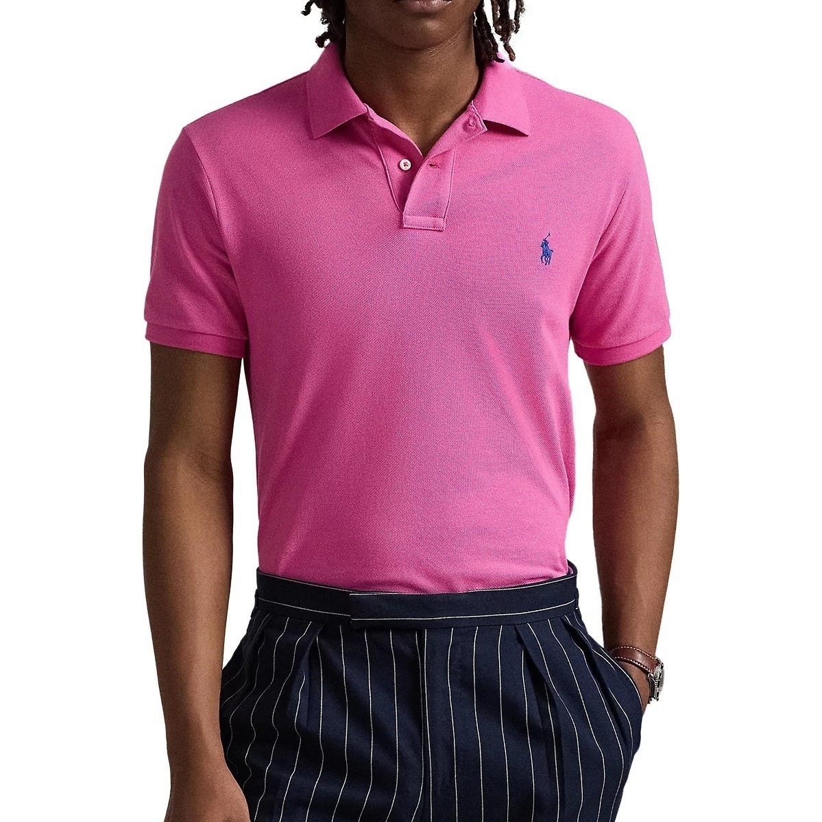 Polo Ralph Lauren Mens Custom Slim Fit Polo T shirt in Pink Size L