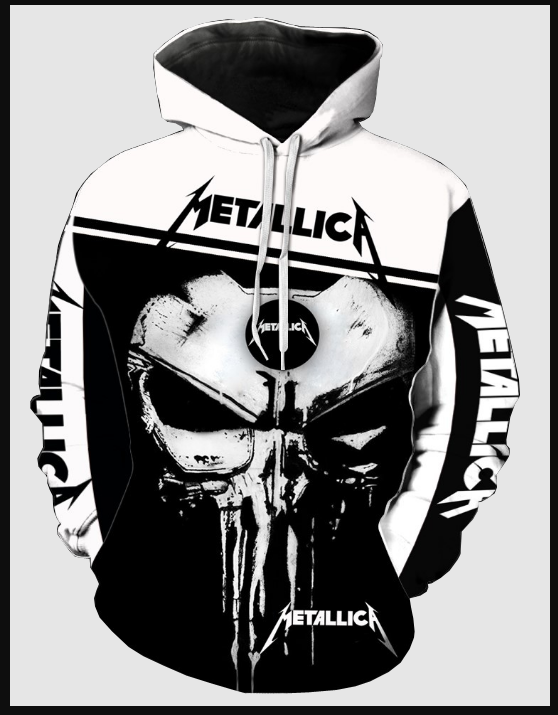 3d hoodie, METALLICA HEAVY METAL BAND BLACK AND WHITE Hoodie, shirt US size