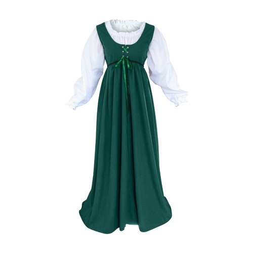 Medieval Dress, Renaissance Peasant Gown w/ White Chemise 2pc Costume Ren Faire - Picture 20 of 23