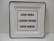 Effetti d'Arte "Live Well Laugh Often Love Much" Square Dish Plate ~ 8" ~ Italy