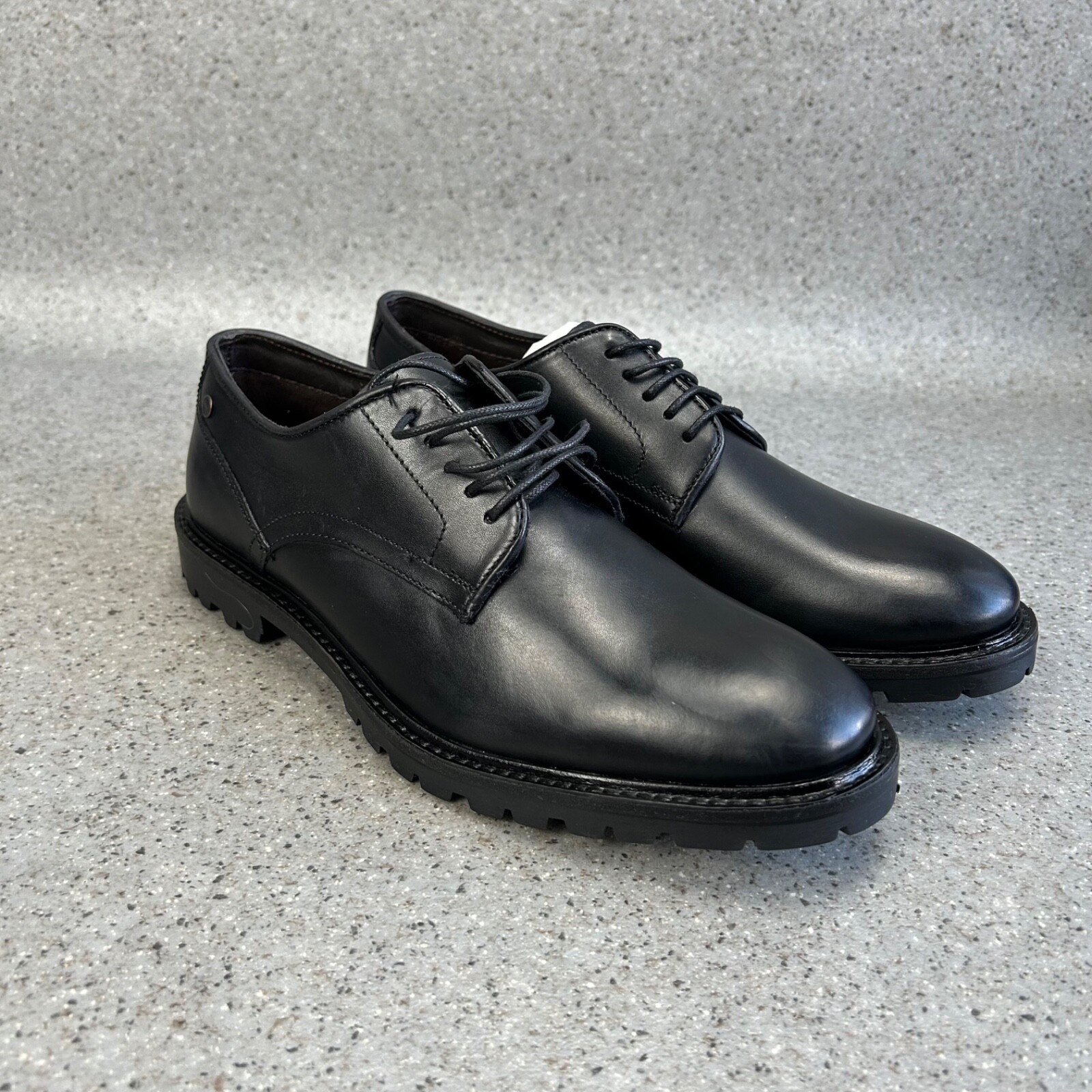 SAOLA Scarpe Base London da uomo taglia 6 UK nere in pelle derby eleganti casual suola scollata