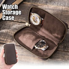 Leather Watch Roll Travel Case 2 Slot Wristwatch Display Storage Pouch Organizer