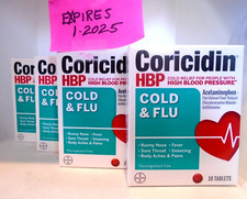 Coricidin HBP Cold Flu Relief Tablets High Blood Pressure 10 Ct 4-PACK