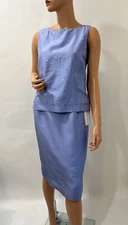 travis ayers suit 100% Silk Skirts And Top Size 6 blue lilac