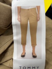 Tommy Hilfiger WomensTapered Cropped Pockets Comfort Pants TAN BEIGE SMALL NWT