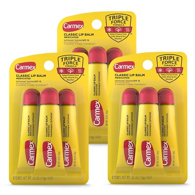 Carmex Classic Lip Balm .35oz - Original Flavor, (3 packs of 3)