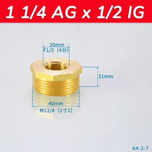 Gewindefittings aus Messing Reduzierstück Reduzierung AG auf IG 1/8 bis 2 Zoll - Bild 15 von 48