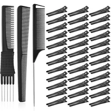 50pcs Double Prong Curl Clips Pins Curls Setting Section 3pcs Comb Set