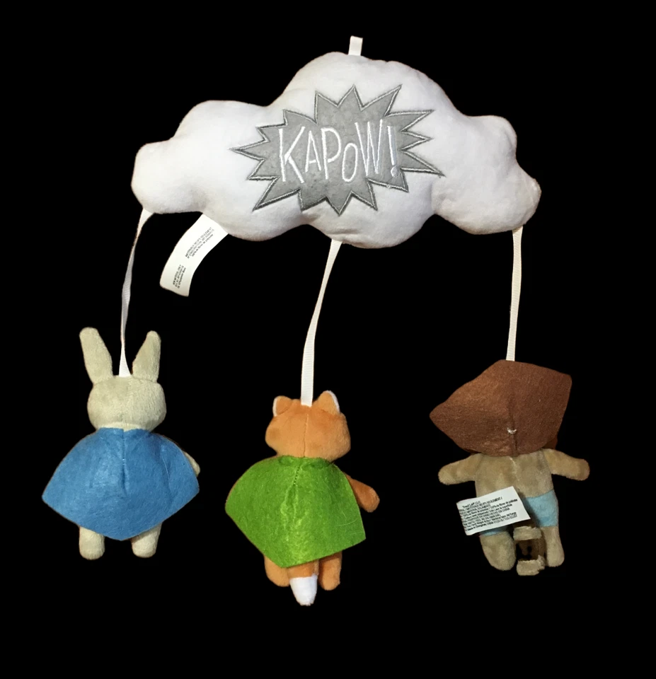 Мобильная кроватка Trend Lab Superhero плюшевые мягкие животные Kapow Cloud РЕДКАЯ РЕДКОСТЬ РЕДКИЙ ТОВАР - Изображение 2 из 4