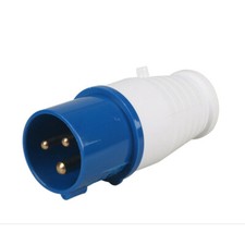 240V 16A 3 PIN BLUE SITE INDUSTRIAL PLUG & SOCKET MALE/FEMALE IP44 2P + EARTH UK