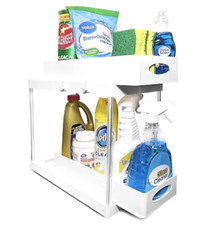 2 Tier Sliding Pull Out Under Sink and Cabinet Organizer For Kitchen  Bathroom