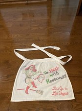 VINTAGE 60S CHORE KITCHEN APRON TO HELL WITH HOUSEWORK Lets go to LAS VEGAS