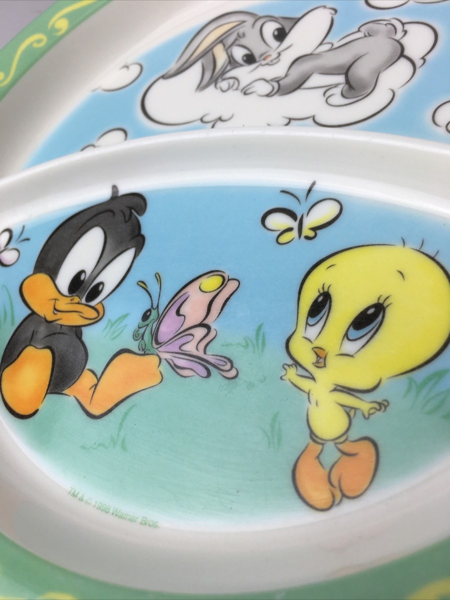 Vintage Baby Looney Tunes Plate Bugs Bunny Daffy Duck Tweety