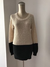 French Connection 128.00 Cream Charcoal Gray Cotton Sweater Sz S