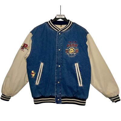 vintage Winnie The Pooh varsity jacket Disney denim bomber loyal true crew  rare