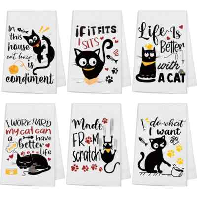 3er Pack süße Katzenmotiv Geschirrtücher super weich tolles Geschenk für Katzenliebhaber #t