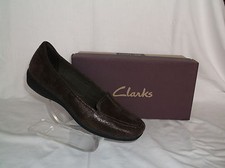 CLARKS LEATHER LIZZARD BROWN LOAFER NEW IN BOX