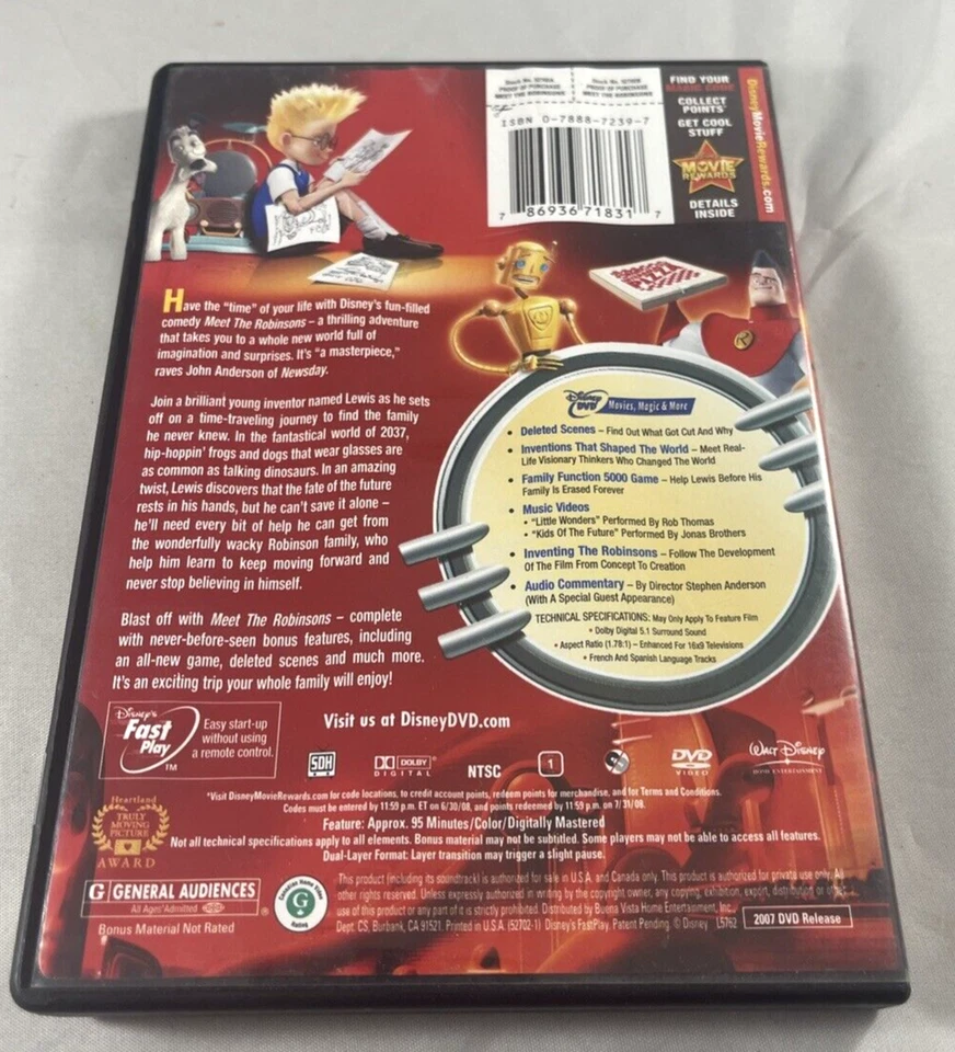 Meet the Robinsons DVD DISNEY Widescreen Daniel Hansen Jordan Fry - Image 2 of 4