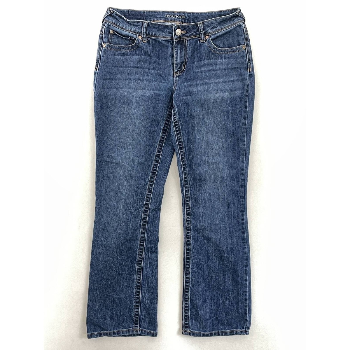 Maurices Womens Boot Cut Jeans Blue Stretch Medium Wash Mid Rise Denim 10  Short