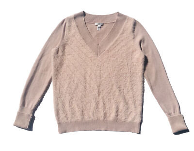 Stella Dot fuzzy blush pink chevron Knit sweater Woman size XS