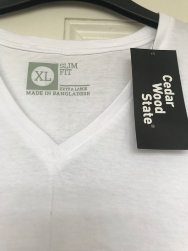 Set of 3 Cedar Wood State White Slim Fit Cotton V-Neck T-Shirts Size XL / 44-46" - Picture 2 of 14