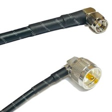 RFC195 Silver SMA MALE ANGLE to UHF Male Angle Coax RF Cable USA Lot