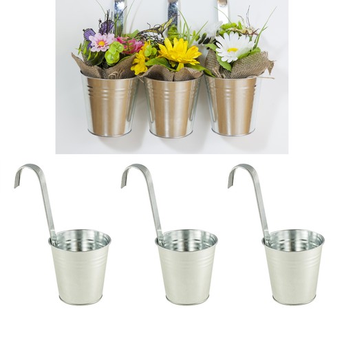 Riyashop 6er Set Blumentöpfe Aus Zink – Bunt, UV-beständig, Als Hänge- Oder Standtöpfe
