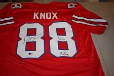 BUFFALO BILLS DAWSON KNOX #88 SIGNED RED JERSEY INSCRIBED BILLS MAFIA BECKETT