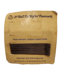 11 Goody Brown Ball Tip Roller Fasteners Bobby Pins Hair 1982 USA