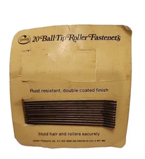 11 Goody Brown Ball Tip Roller Fasteners Bobby Pins Hair 1982 USA