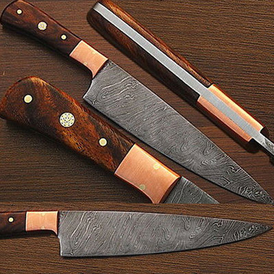 HANDMADE White Deer 12'' Damascus Steel Chef Knife with Coco Bola Wood Handle