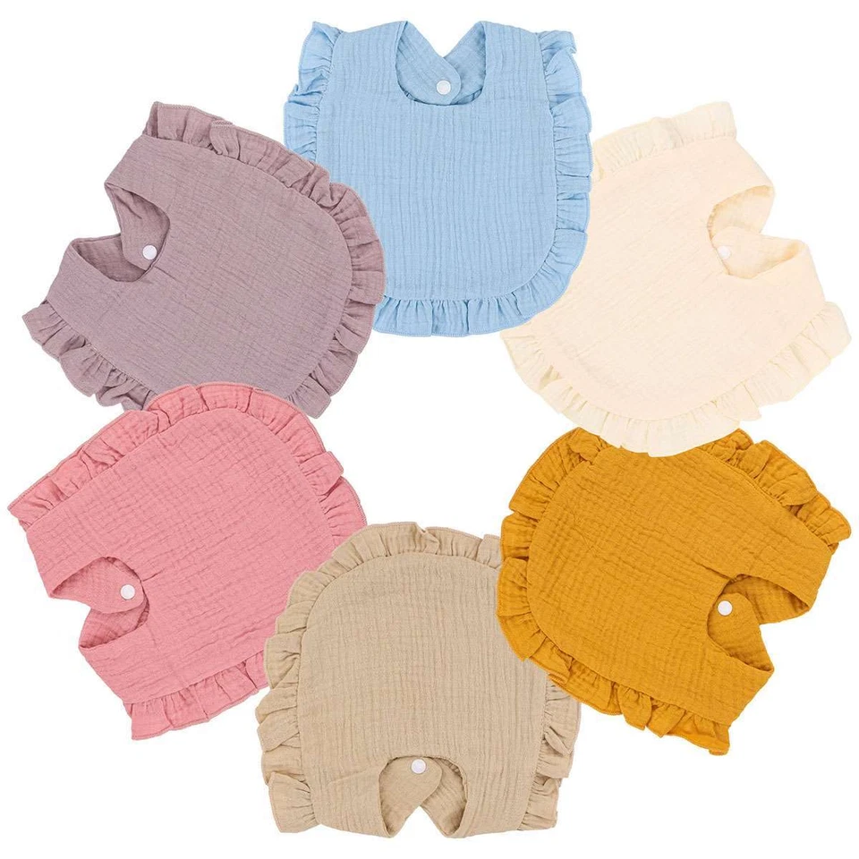 Baberos baberos suaves con broches de presión 3 piezas de algodón para bebés y niñas 2025 Foto 3 de 4