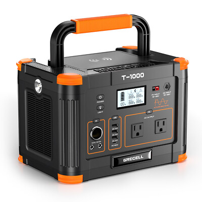 GRECELL 1000W Power Station Portable Solar Generator Power Supply for Camping