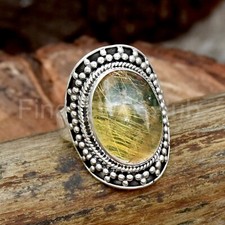 Nice Rutilated Quartz Gemstone 925 Sterling Silver Handmade Ring All Size