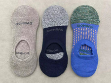 3 pairs Bombas Women's Marl Cushioned No Shows Socks Size M Apricot blue